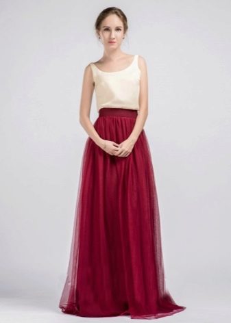 Marsala dress with beige top