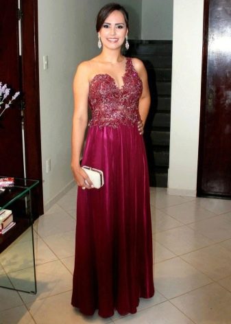 Wine long evening dress