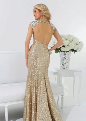 Gold open back dress