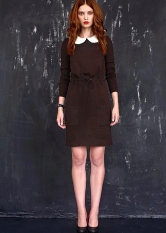 Dark brown dress with white collar