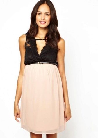 Lace and Chiffon Maternity Combo Dress