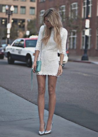 Milk dress combined with turquoise