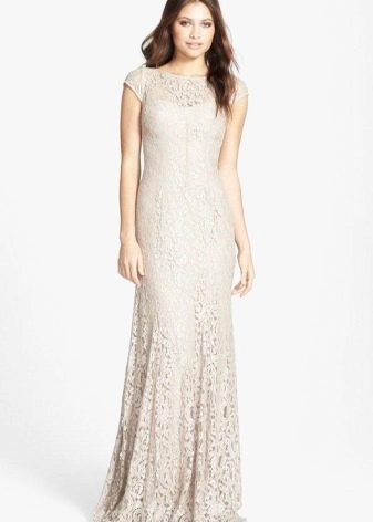 Milk lace long dress