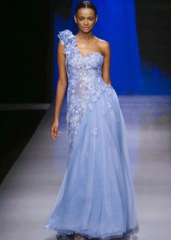 Light blue dress with organza insert