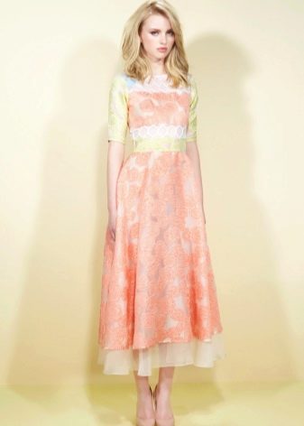Peach dress with lettuce inserts