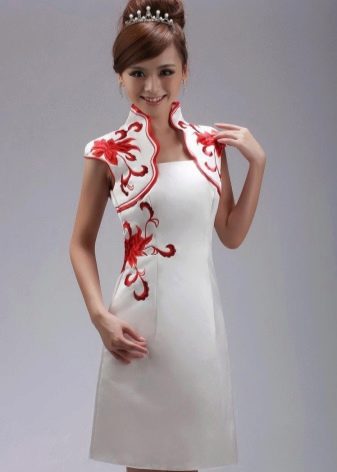 Chinese style white short dress