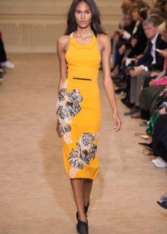 Yellow floral sheath dress