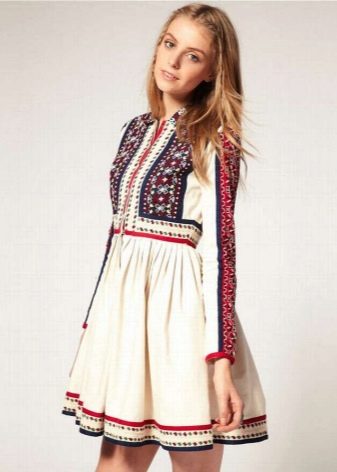 Mini-length dress in Russian style