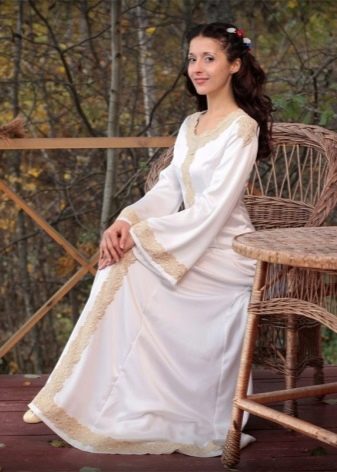 White dress with lace in Russian style