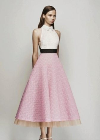 Pink dress with white top