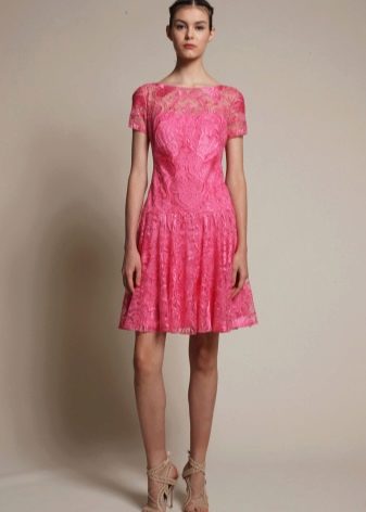Bright lace dress pink