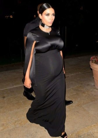 Long black maternity sheath dress