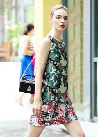 Camouflage dress combined with red