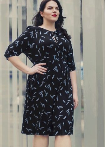 Black office dress with a small print for overweight