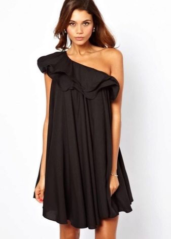 Black A-Line Dress with One Cap Sleeve