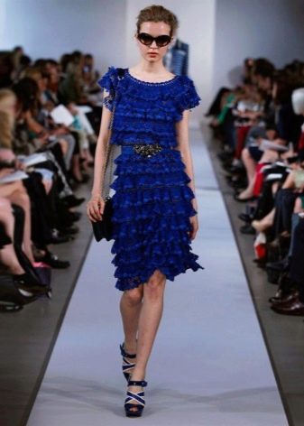 Full-length ruffle dress
