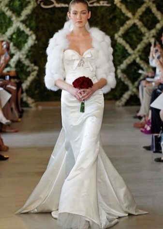 Dress with train and fur coat