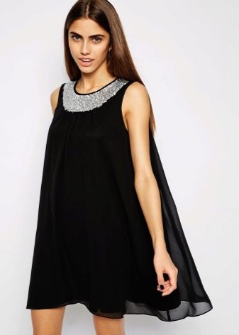 Evening black dress a-line