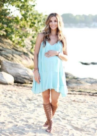 Blue maternity a-line dress