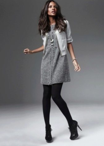 Tunic dress with cardigan