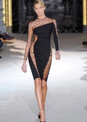 Black Polka Dot Black Stocking Evening Dress