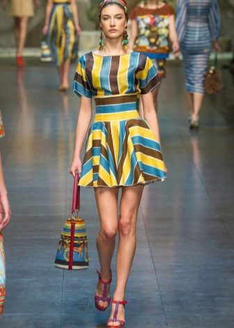Geometric Short Dress - Striped Dress