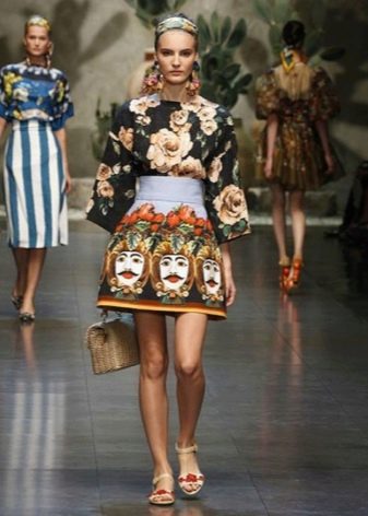 Short dress with floral and ethnic designs