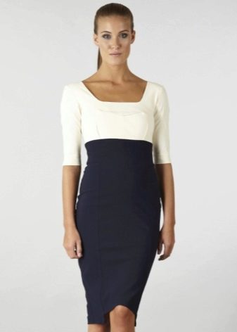 High-waisted two-tone dress - office option