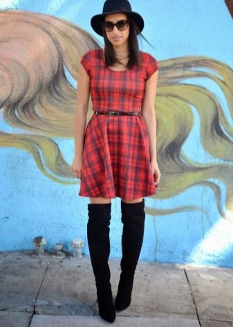 Red plaid tartan dress