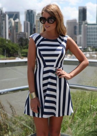 Black and White Horizontal & Vertical Striped Dress