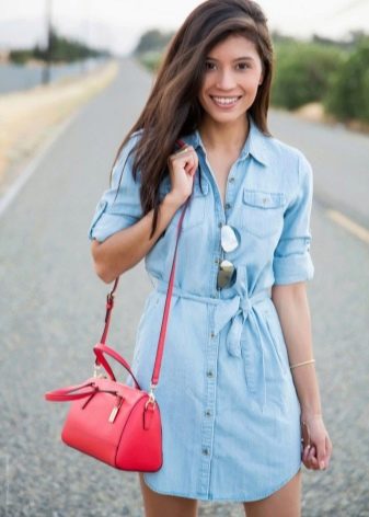 Casual blue denim shirt dress