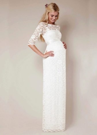 Maternity long sheath wedding dress
