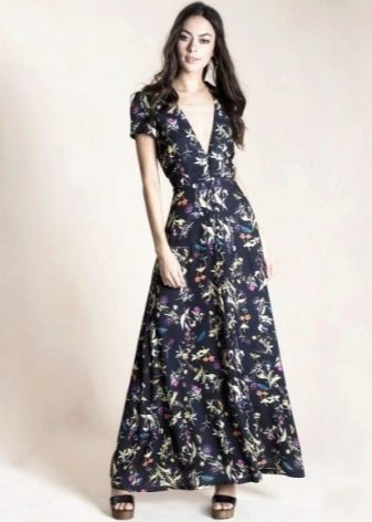 Long floral wrap dress