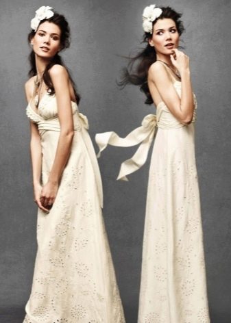 Boho style linen dress to the floor
