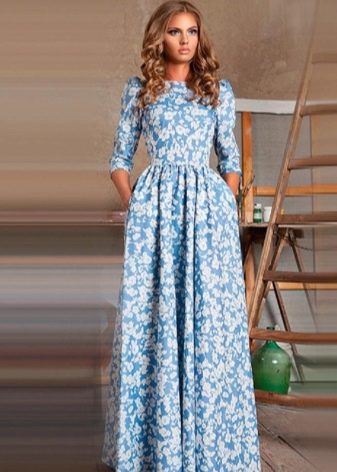 blue dress in Russian style