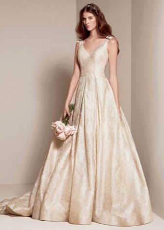 baked milk brocade wedding dress