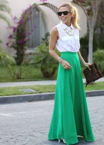 Long skirt semi-sun green