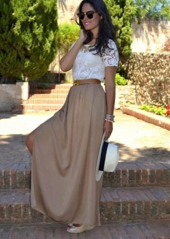 Long semi-sun skirt for girls with a slender column figure
