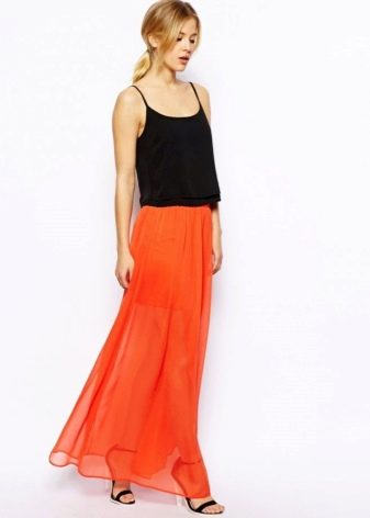 contrast top long skirt