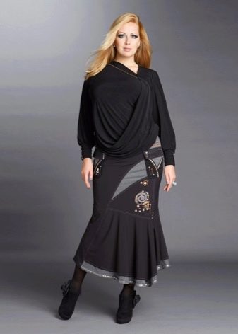 skirt and draped blouse