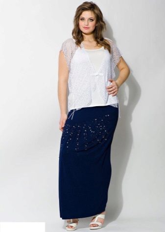 long skirt decorated with rhinestones for obese women