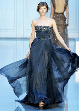 navy blue taffeta evening dress