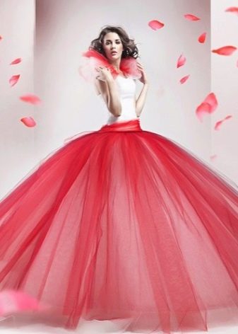 fluffy dress with pink taffeta skirt
