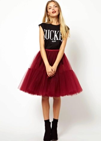 organza puffy midi skirt