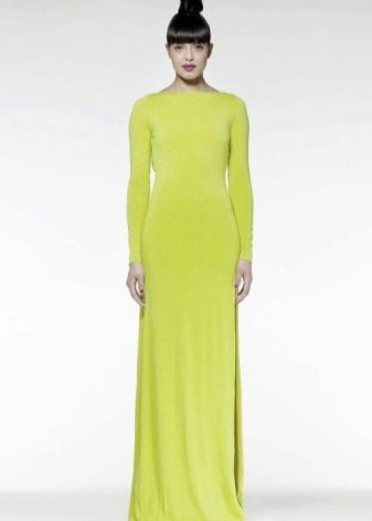 Long light green dress with long sleeves