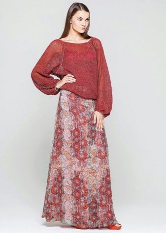 floral long track skirt