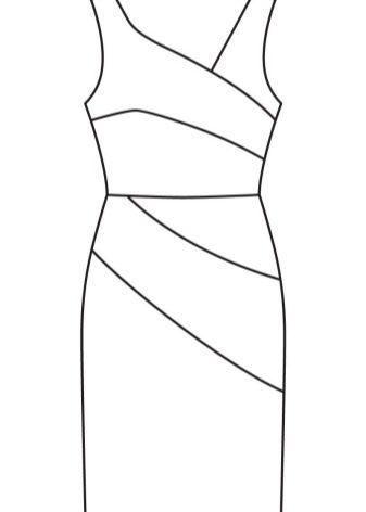 Technical drawing of asymmetrical sheath dress