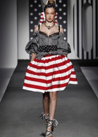elasticated striped sun skirt