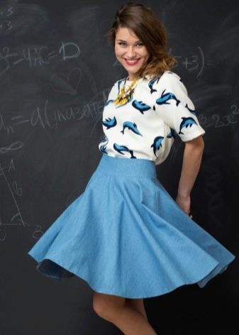 mid-length denim skirt