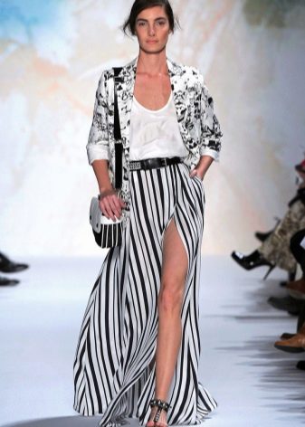 long striped skirt with large slit